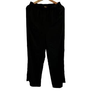 Silky Wide Leg Black Pants Edgy Casual Dressy Lagenlook Size M Daisy Satin feel